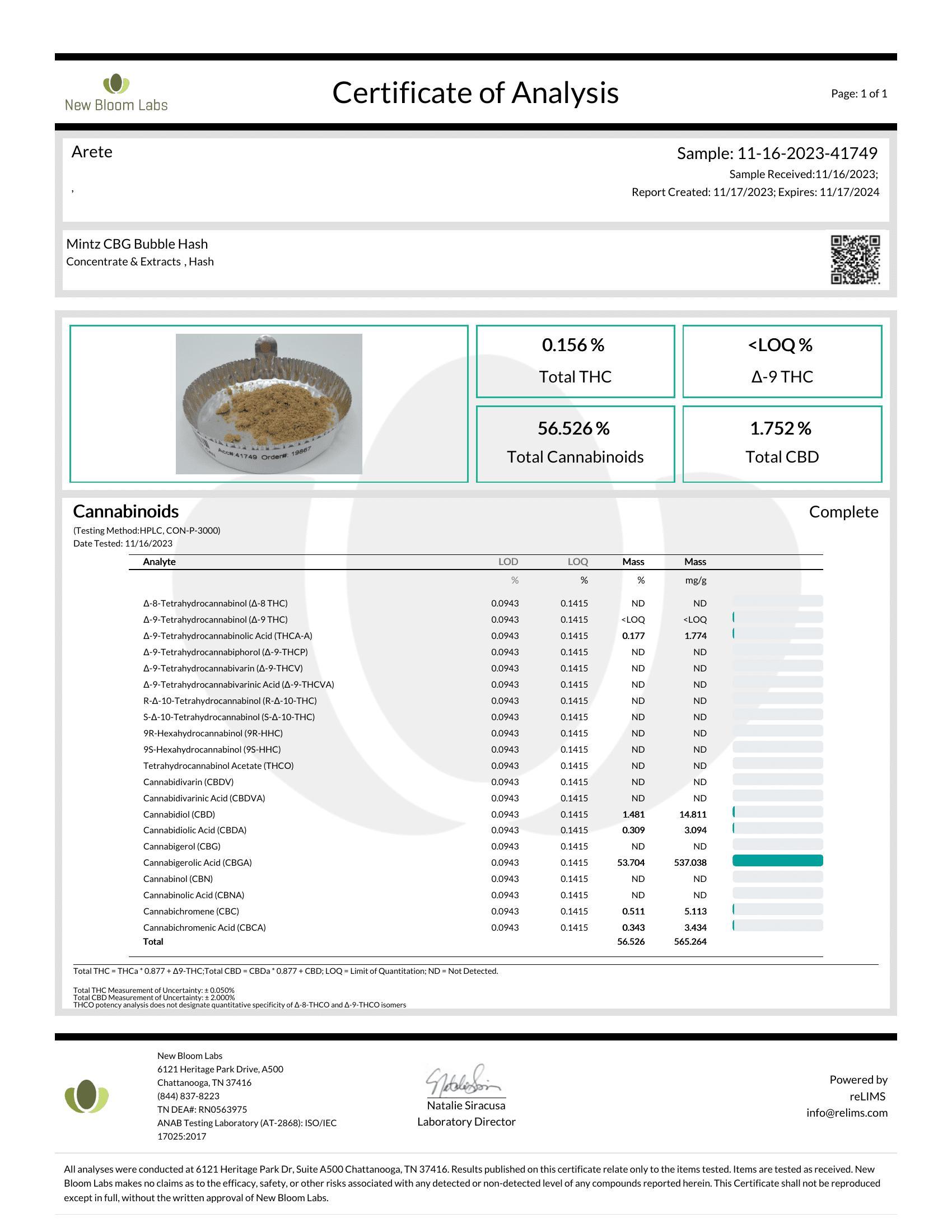 A gallery image for Mintz CBG Full Melt Hash